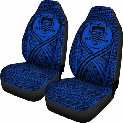 Tulu Car Seat Cover - Tulu Coat Of Arms Polynesian Tattoo Blue -