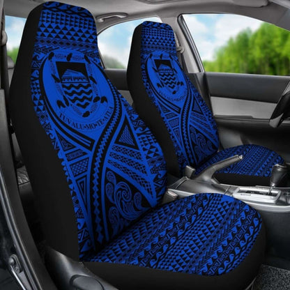 Tulu Car Seat Cover - Tulu Coat Of Arms Polynesian Tattoo Blue -