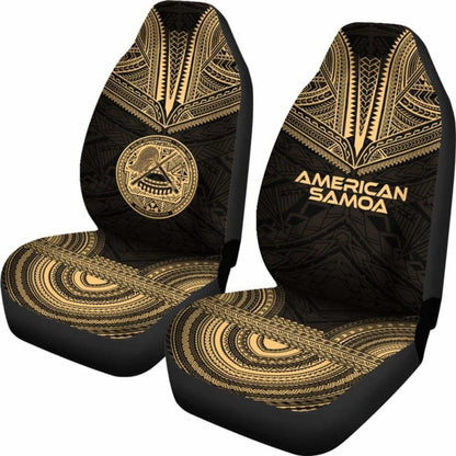 American Samoa Car Seat Cover - American Samoa Seal Polynesian Chief Tattoo Gold Version -