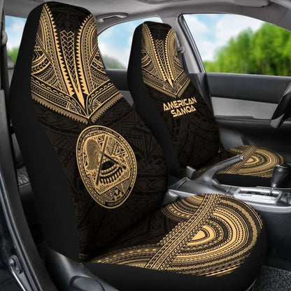 American Samoa Car Seat Cover - American Samoa Seal Polynesian Chief Tattoo Gold Version -