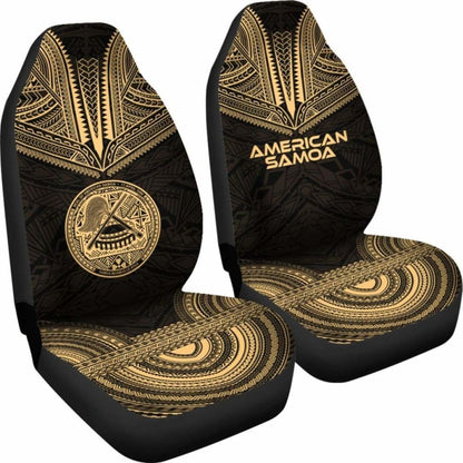 American Samoa Car Seat Cover - American Samoa Seal Polynesian Chief Tattoo Gold Version -