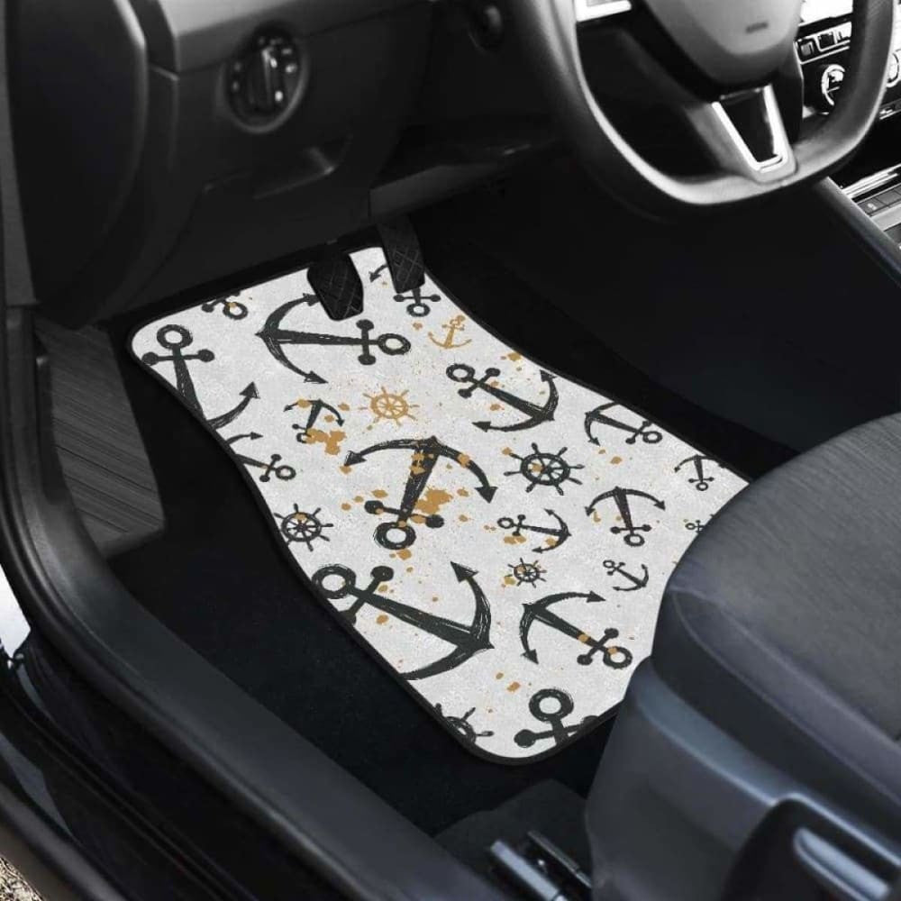 Anchors Rudders Pattern Front And Back Car Mats