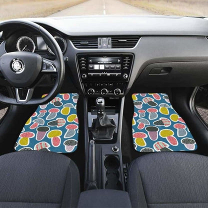 Colorful Mushroom Design Pattern Front And Back Car Mats