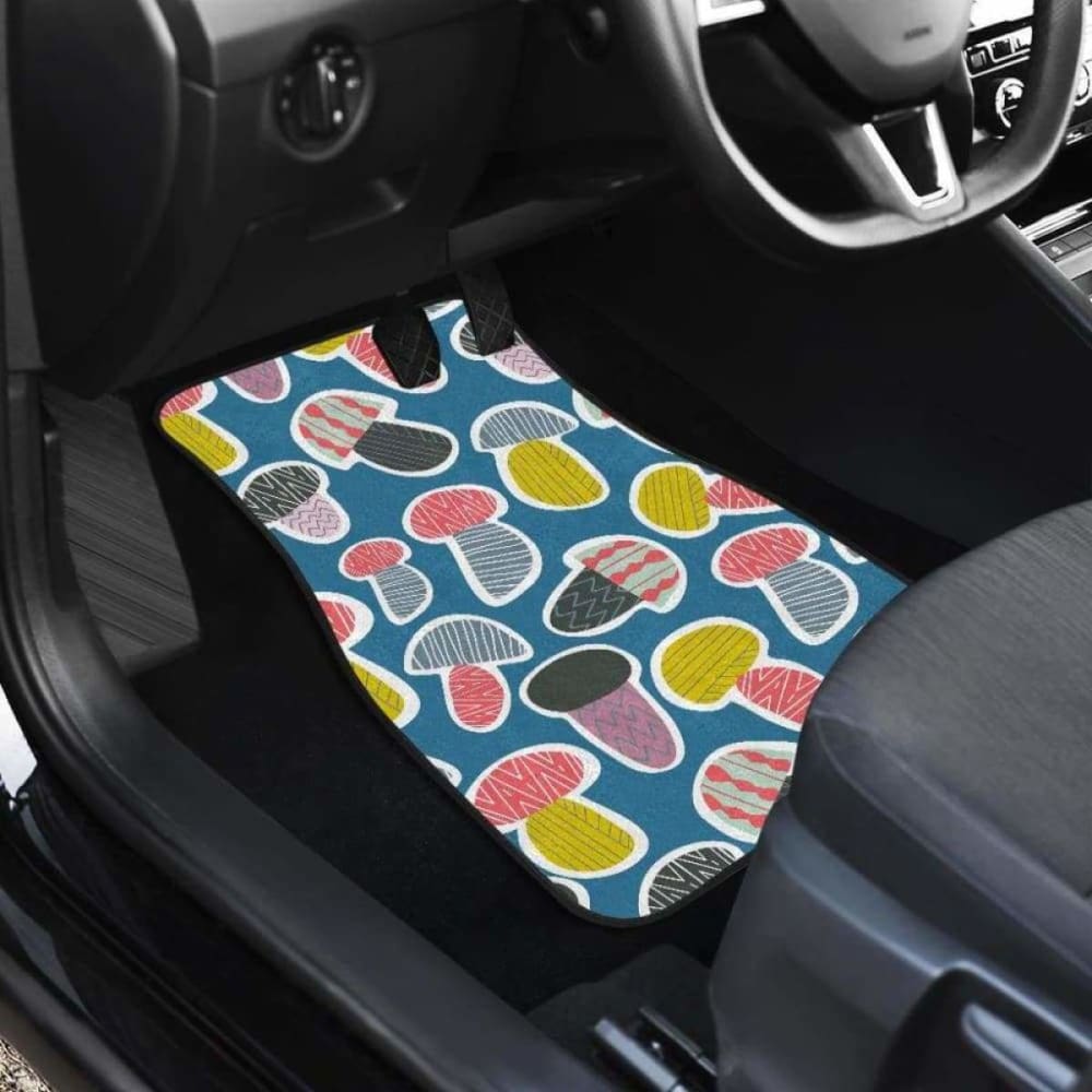 Colorful Mushroom Design Pattern Front And Back Car Mats
