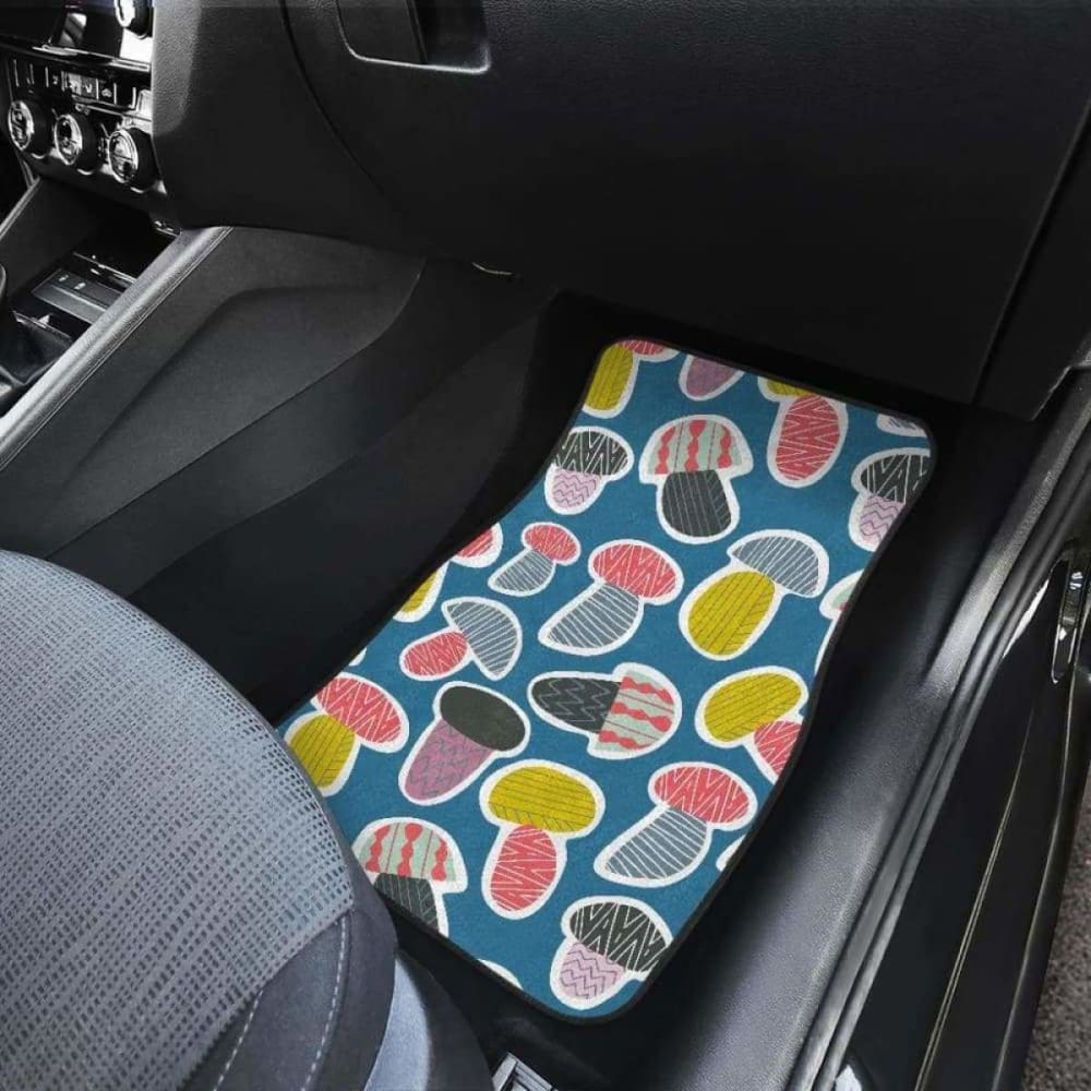 Colorful Mushroom Design Pattern Front And Back Car Mats