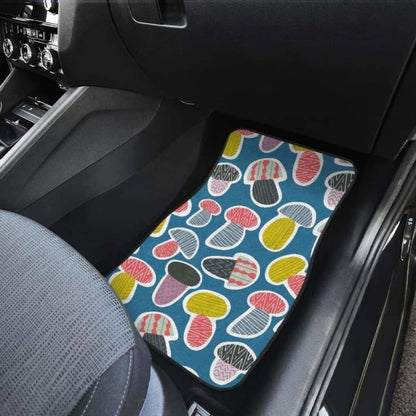Colorful Mushroom Design Pattern Front And Back Car Mats