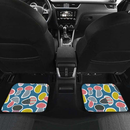 Colorful Mushroom Design Pattern Front And Back Car Mats