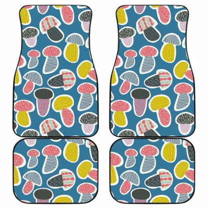 Colorful Mushroom Design Pattern Front And Back Car Mats