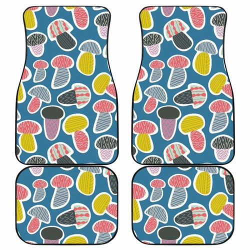 Colorful Mushroom Design Pattern Front And Back Car Mats