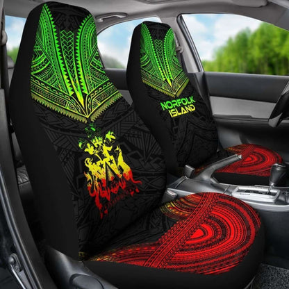 Norfolk Island Car Seat Cover - Norfolk Island Coat Of Arms Polynesian Chief Tattoo Reggae Version -