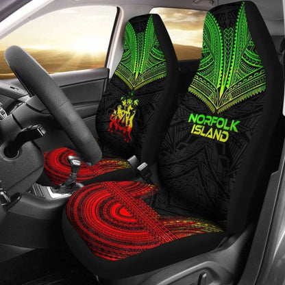 Norfolk Island Car Seat Cover - Norfolk Island Coat Of Arms Polynesian Chief Tattoo Reggae Version -