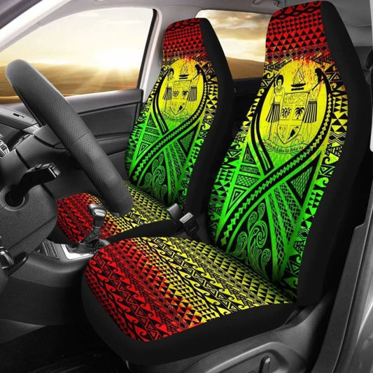Fiji Car Seat Cover - Fiji Coat Of Arms Polynesian Tattoo Reggae -