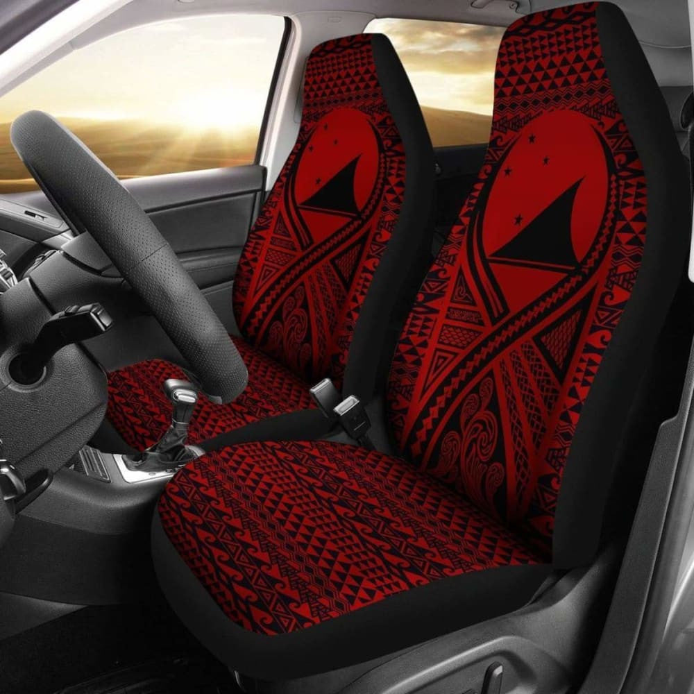 Tokelau Car Seat Cover - Tokelau Flag Polynesian Tattoo Red -