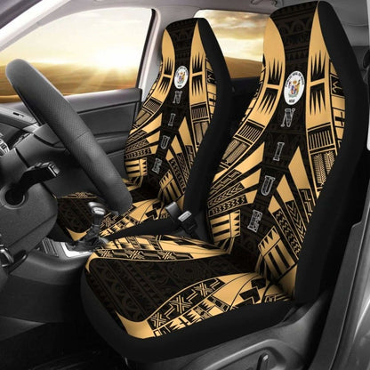 Niue Car Seat Covers - Niue Seal Polynesian Tattoo Gold -