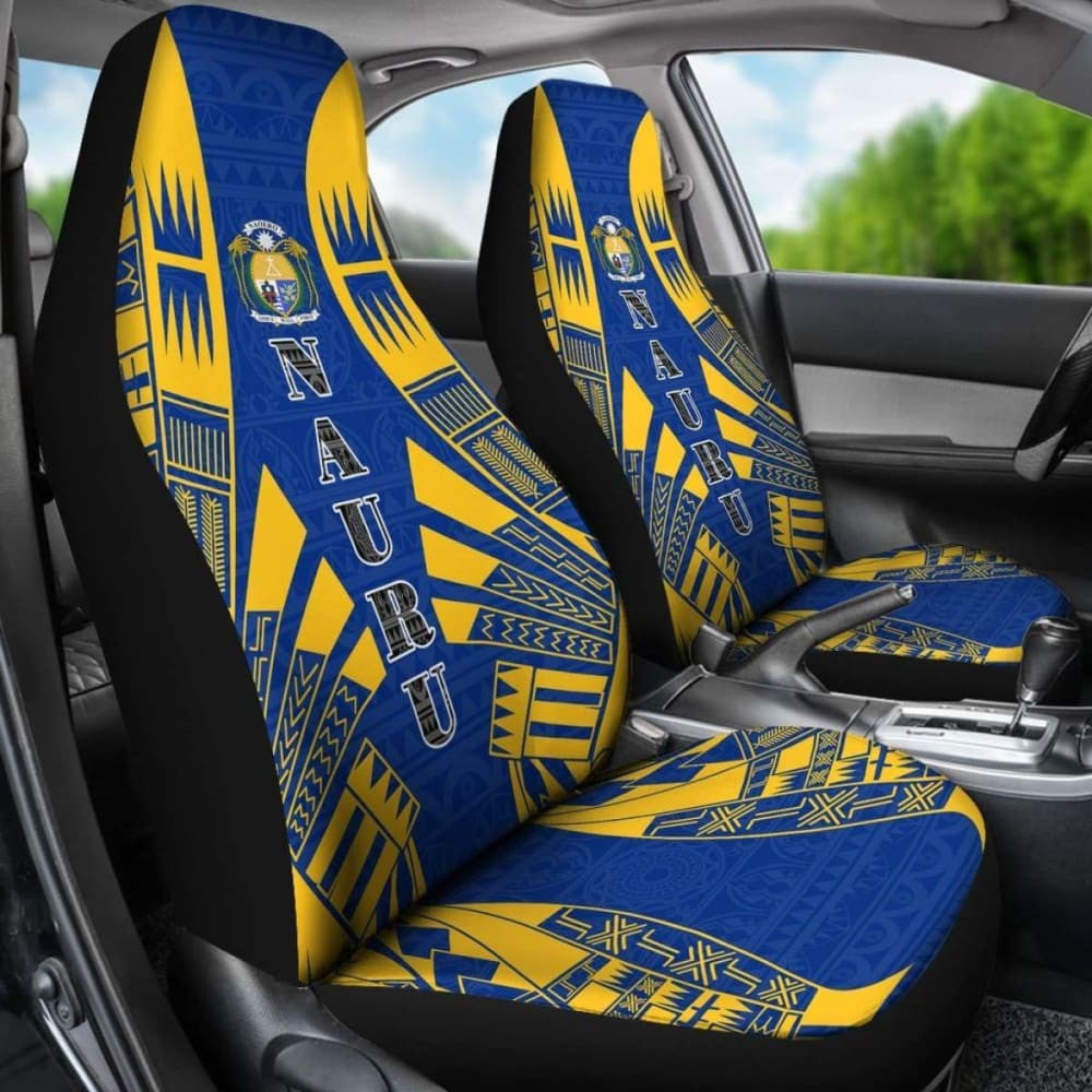 Nauru Car Seat Covers - Nauru Coat Of Arms Polynesian Tattoo Flag -