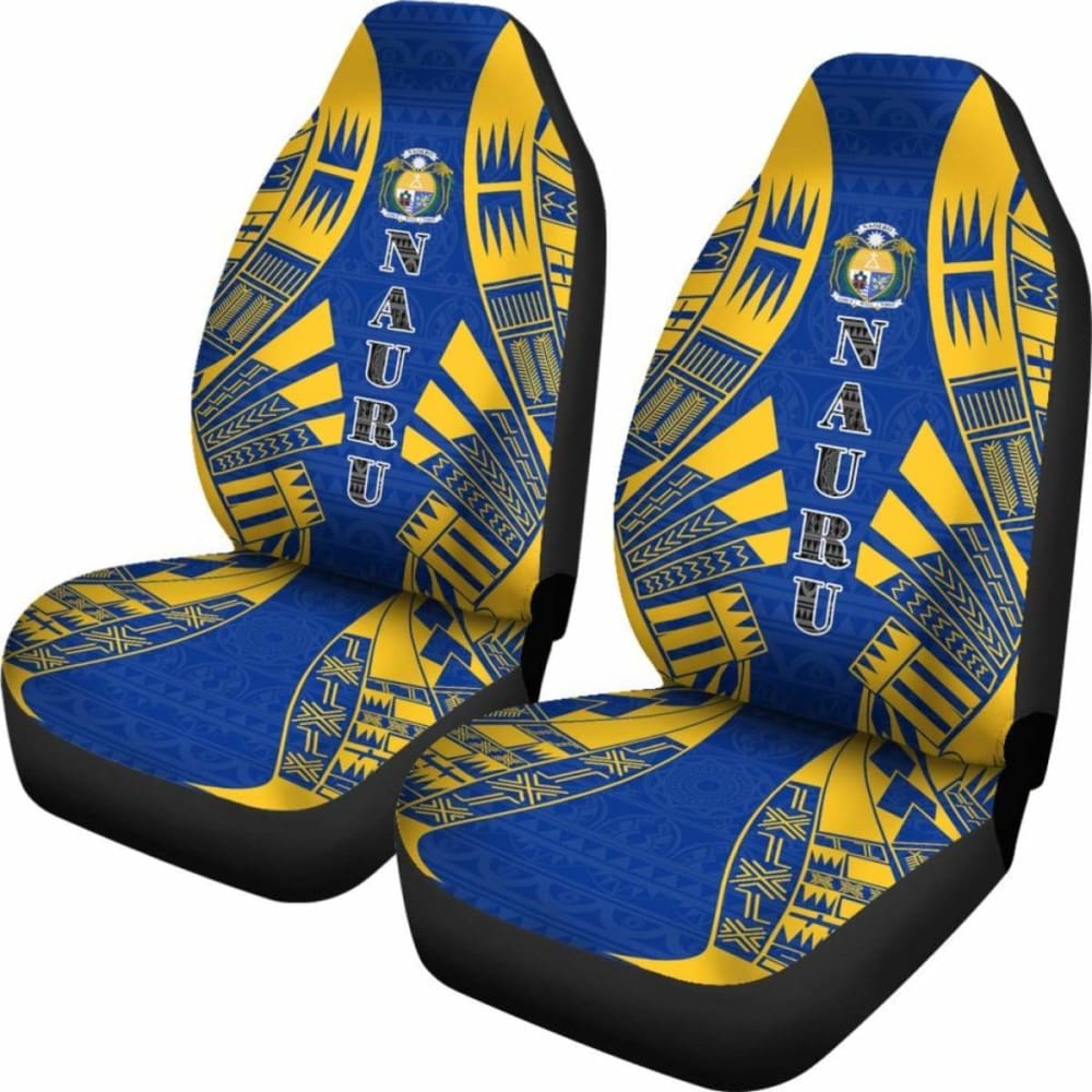 Nauru Car Seat Covers - Nauru Coat Of Arms Polynesian Tattoo Flag -