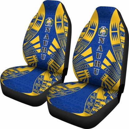 Nauru Car Seat Covers - Nauru Coat Of Arms Polynesian Tattoo Flag -