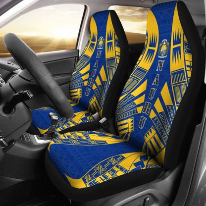 Nauru Car Seat Covers - Nauru Coat Of Arms Polynesian Tattoo Flag -