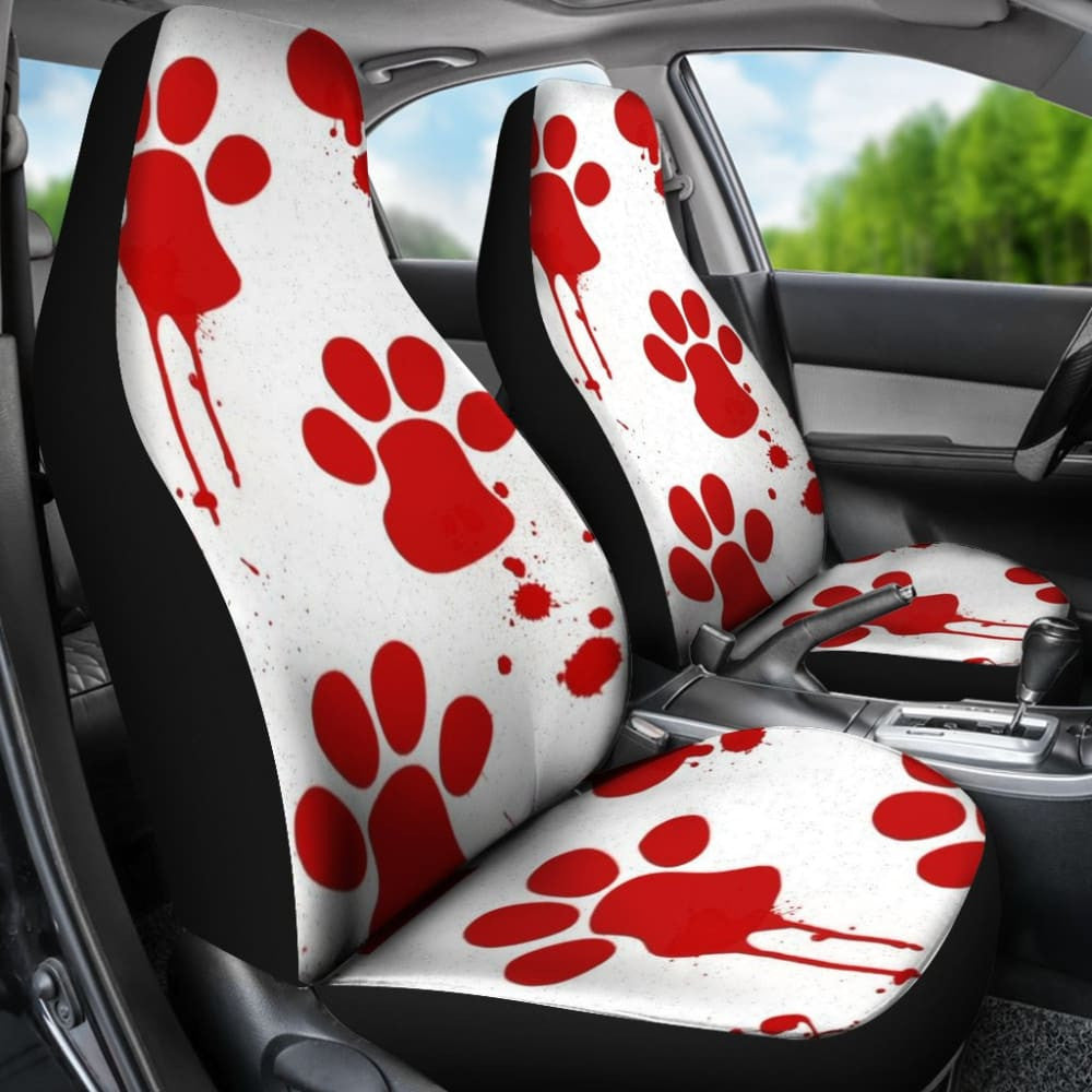 Car Seat Covers Red Blood Paw Print