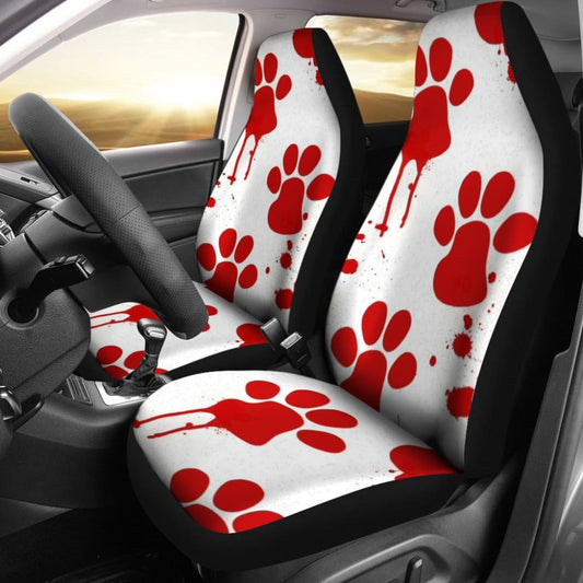 Car Seat Covers Red Blood Paw Print