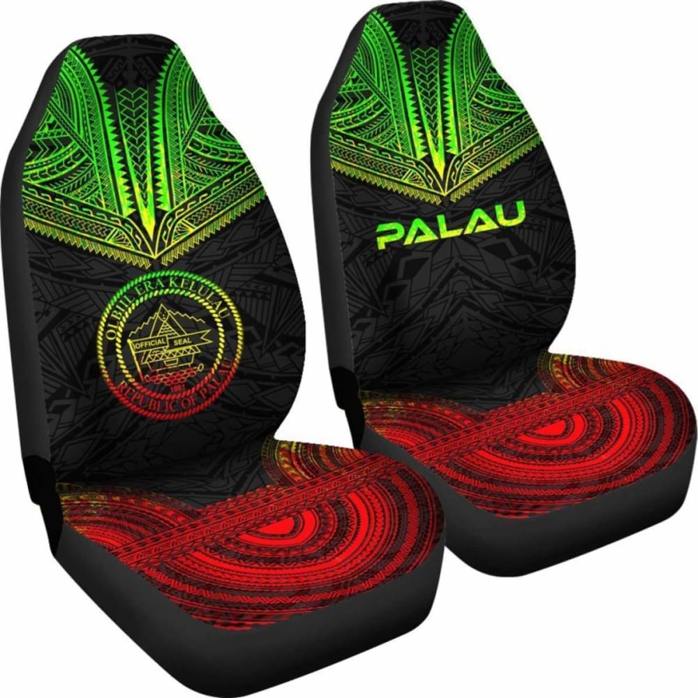 Palau Car Seat Cover - Palau Seal Polynesian Chief Tattoo Reggae Version -