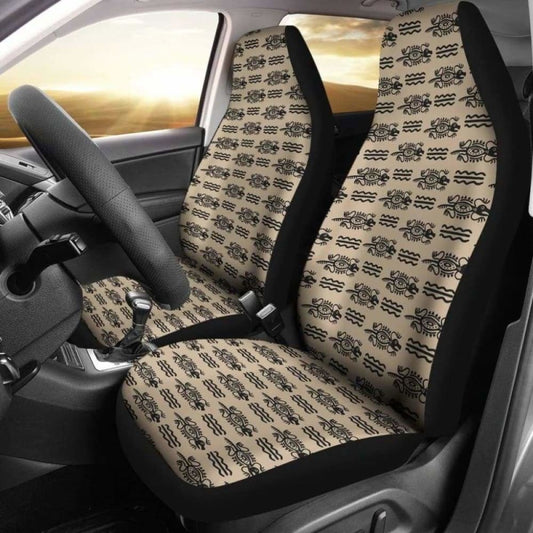 Tan Tribal Lizard Iguana Ethnic Polynesian Car Seat Covers