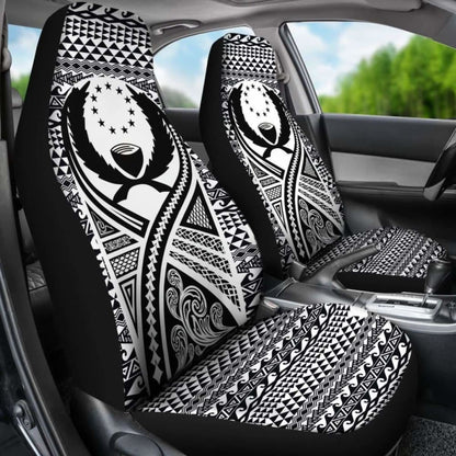 Pohnpei Car Seat Cover - Pohnpei Flag Polynesian Tattoo Black -