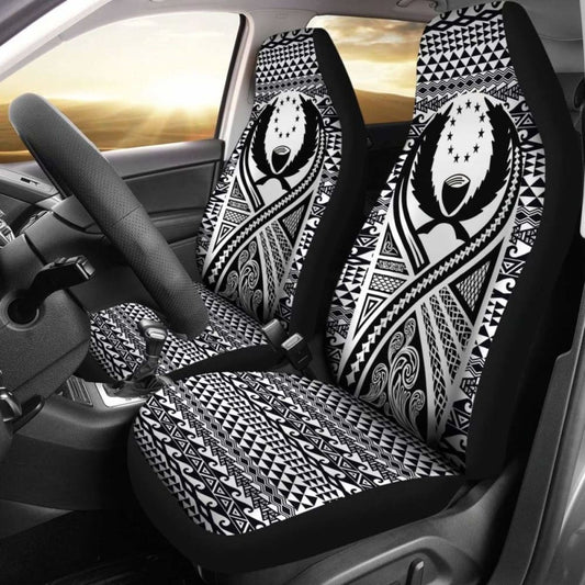Pohnpei Car Seat Cover - Pohnpei Flag Polynesian Tattoo Black -