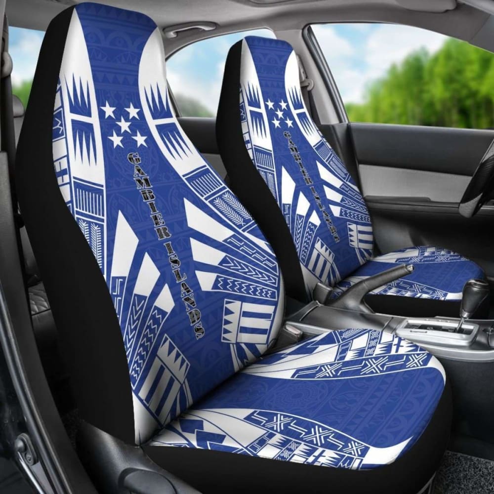 Gambier Islands Car Seat Covers - Gambier Islands Flag Polynesian Tattoo Flag -