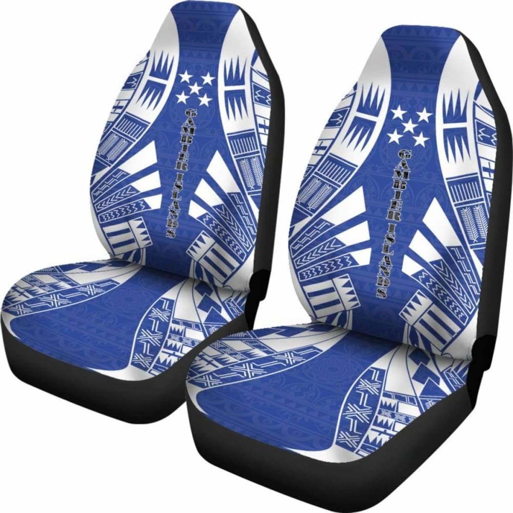 Gambier Islands Car Seat Covers - Gambier Islands Flag Polynesian Tattoo Flag -
