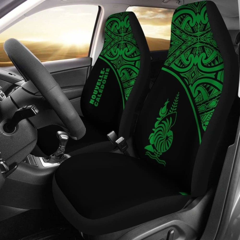 New Caledonia Polynesian Car Seat Covers - Green Curve -
