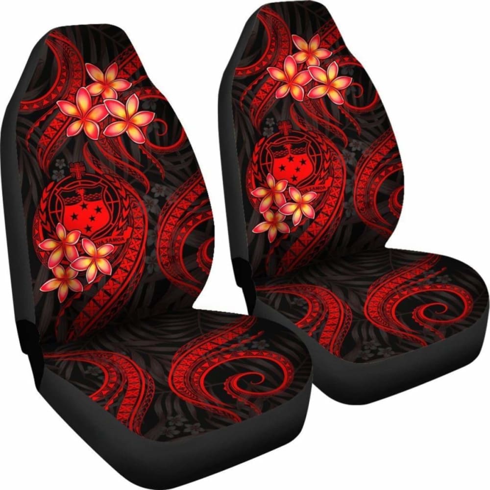 Samoa Polynesian Car Seat Covers - Red Plumeria -