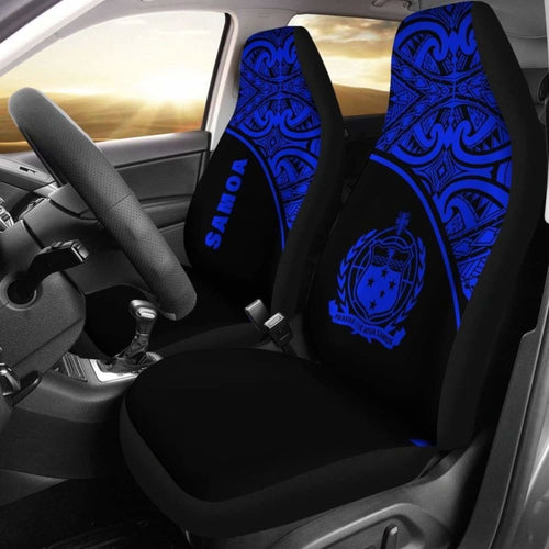 Samoa Polynesian Car Seat Covers - Blue Curve -