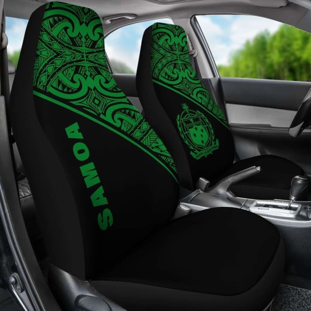 Samoa Polynesian Car Seat Covers - Green Curve -