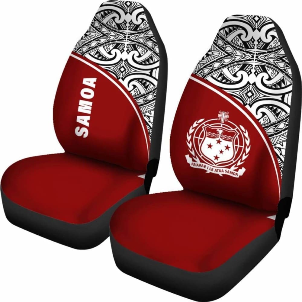 Samoa Polynesian Car Seat Covers - Red Curve -