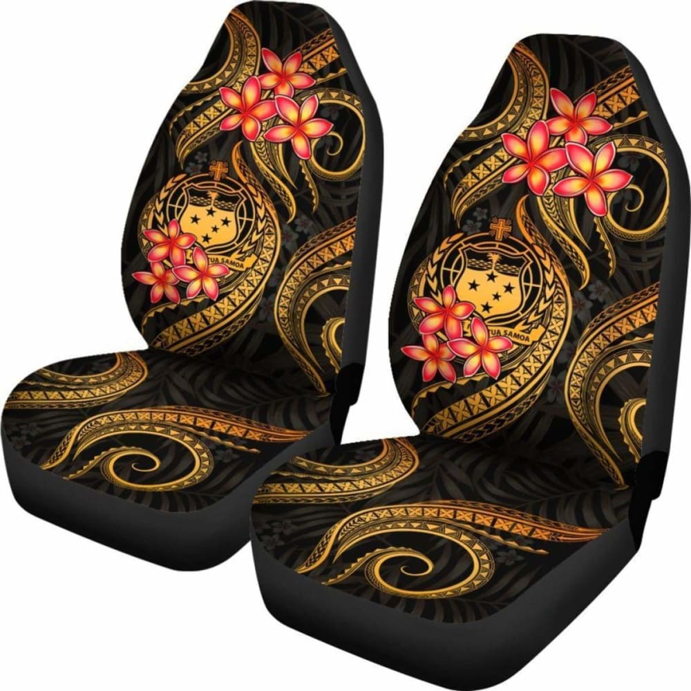 Samoa Polynesian Car Seat Covers - Gold Plumeria -