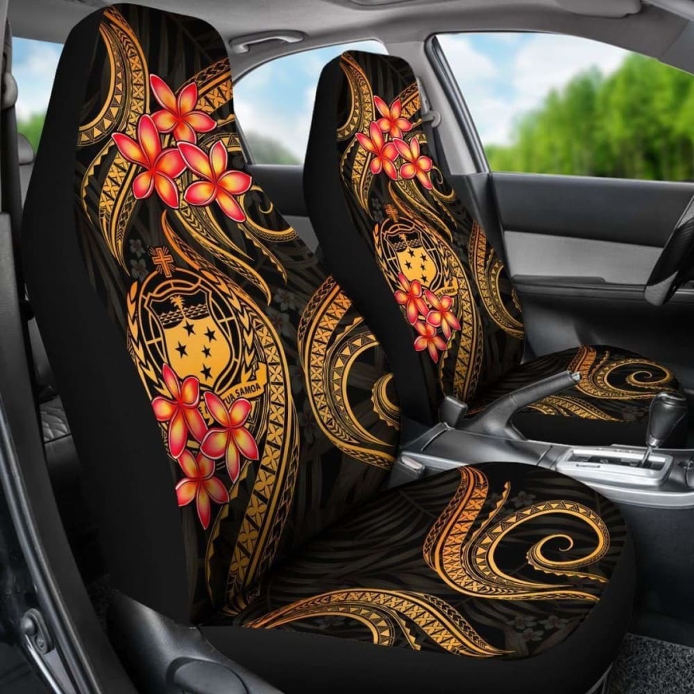 Samoa Polynesian Car Seat Covers - Gold Plumeria -