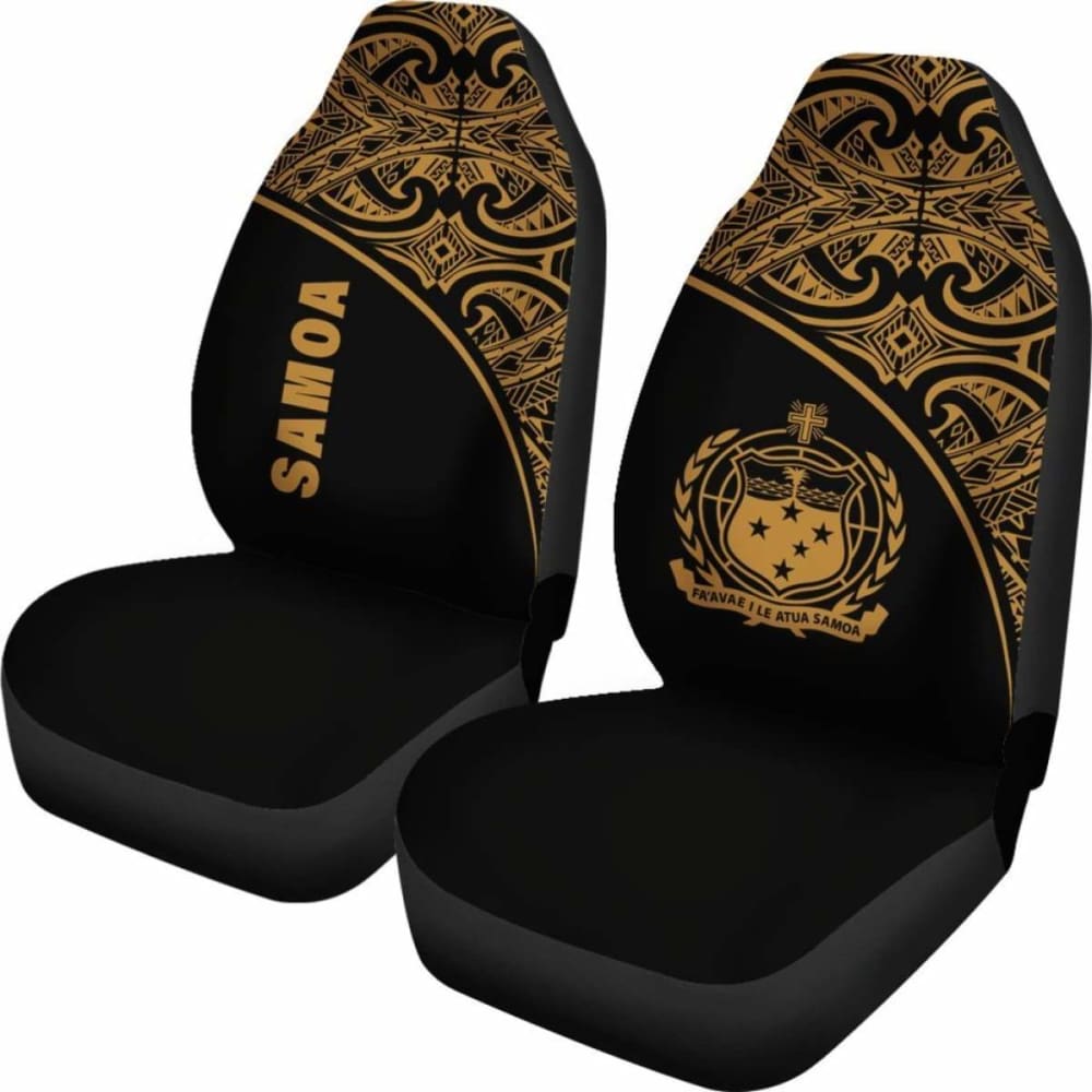 Samoa Polynesian Car Seat Covers - Gold Curve -