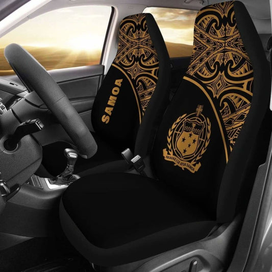 Samoa Polynesian Car Seat Covers - Gold Curve -