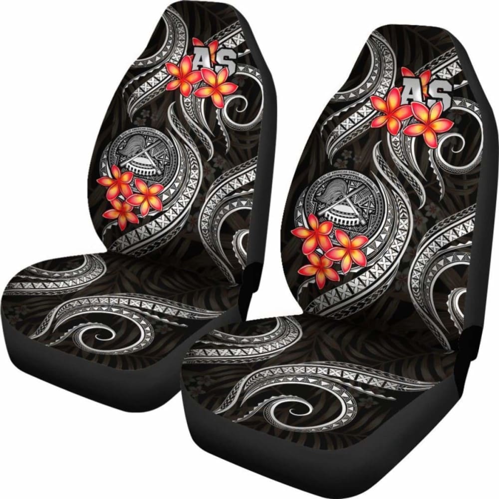 American Samoa Polynesian Car Seat Covers - Black Plumeria -