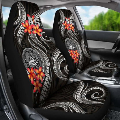 American Samoa Polynesian Car Seat Covers - Black Plumeria -