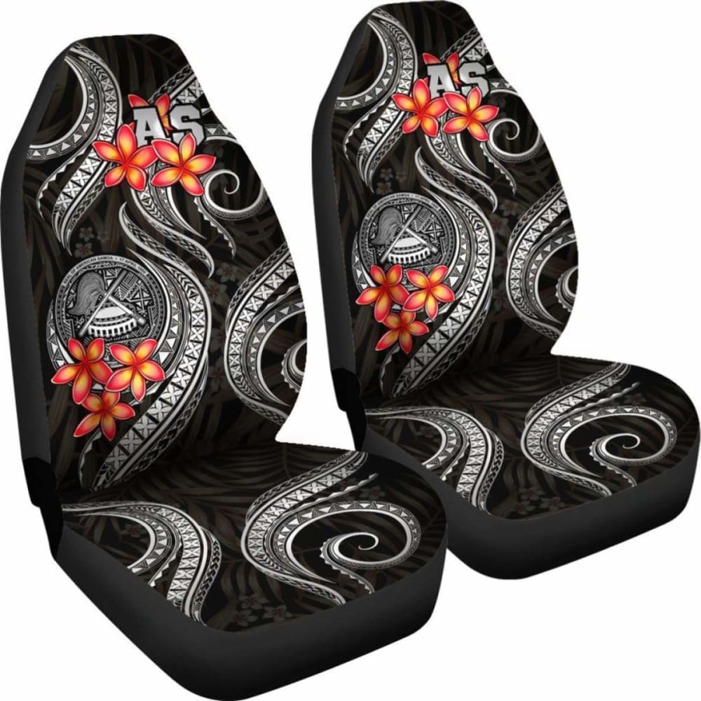 American Samoa Polynesian Car Seat Covers - Black Plumeria -