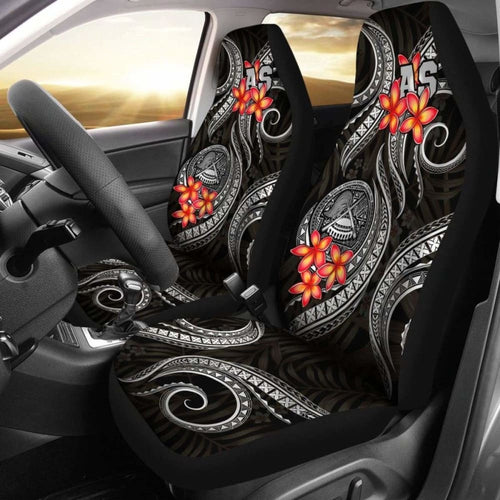 American Samoa Polynesian Car Seat Covers - Black Plumeria -
