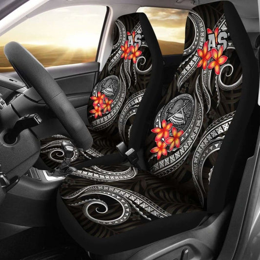 American Samoa Polynesian Car Seat Covers - Black Plumeria -
