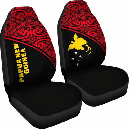 Papua New Guinea Polynesian Car Seat Covers - Red Curve -