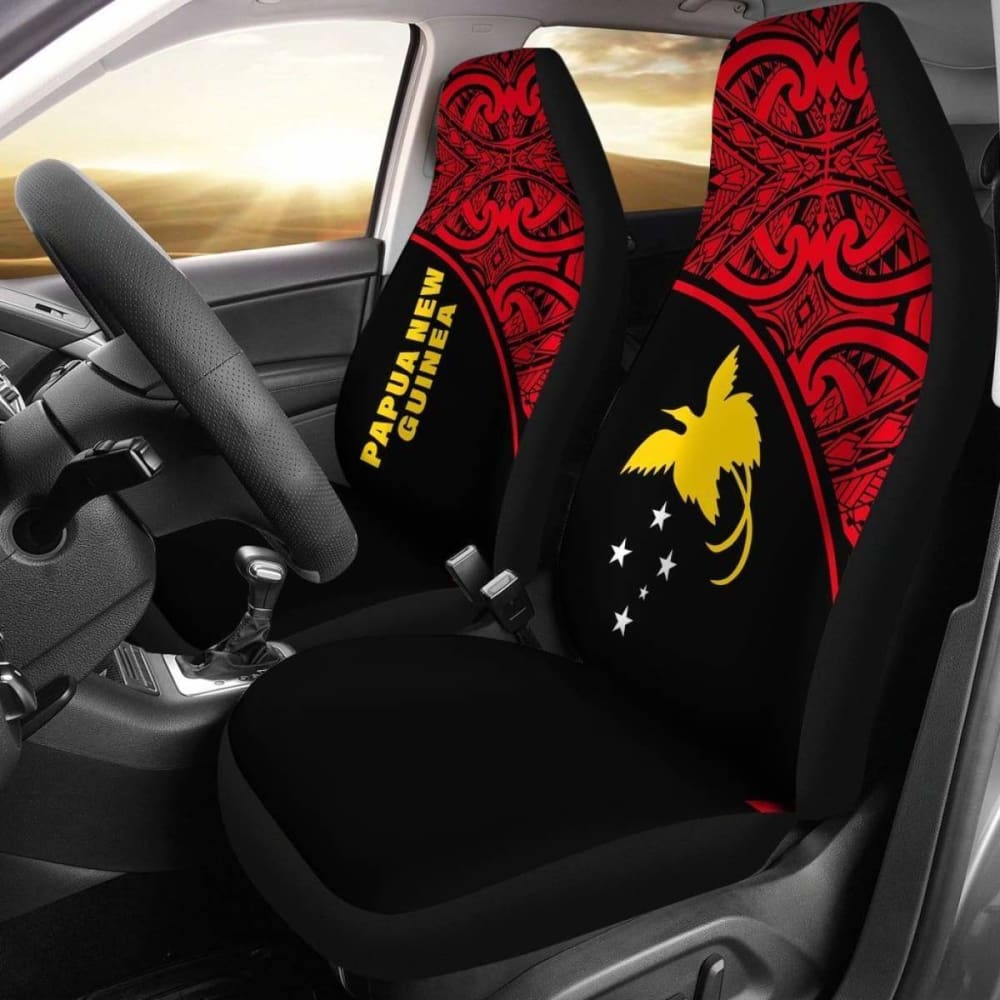 Papua New Guinea Polynesian Car Seat Covers - Red Curve -