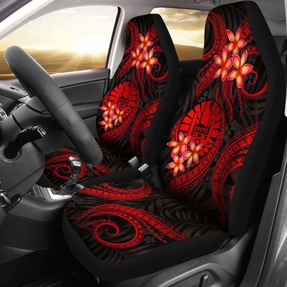 Tahiti Polynesian Car Seat Covers - Red Plumeria -