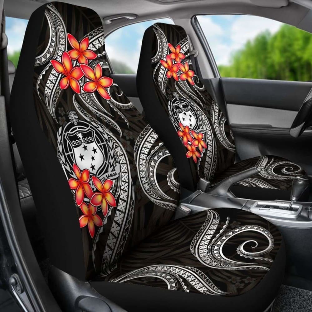 Samoa Polynesian Car Seat Covers - White Plumeria -