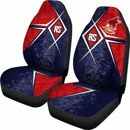 American Samoa Car Seat Covers - As Flag With Polynesian Patterns -