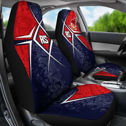 American Samoa Car Seat Covers - As Flag With Polynesian Patterns -